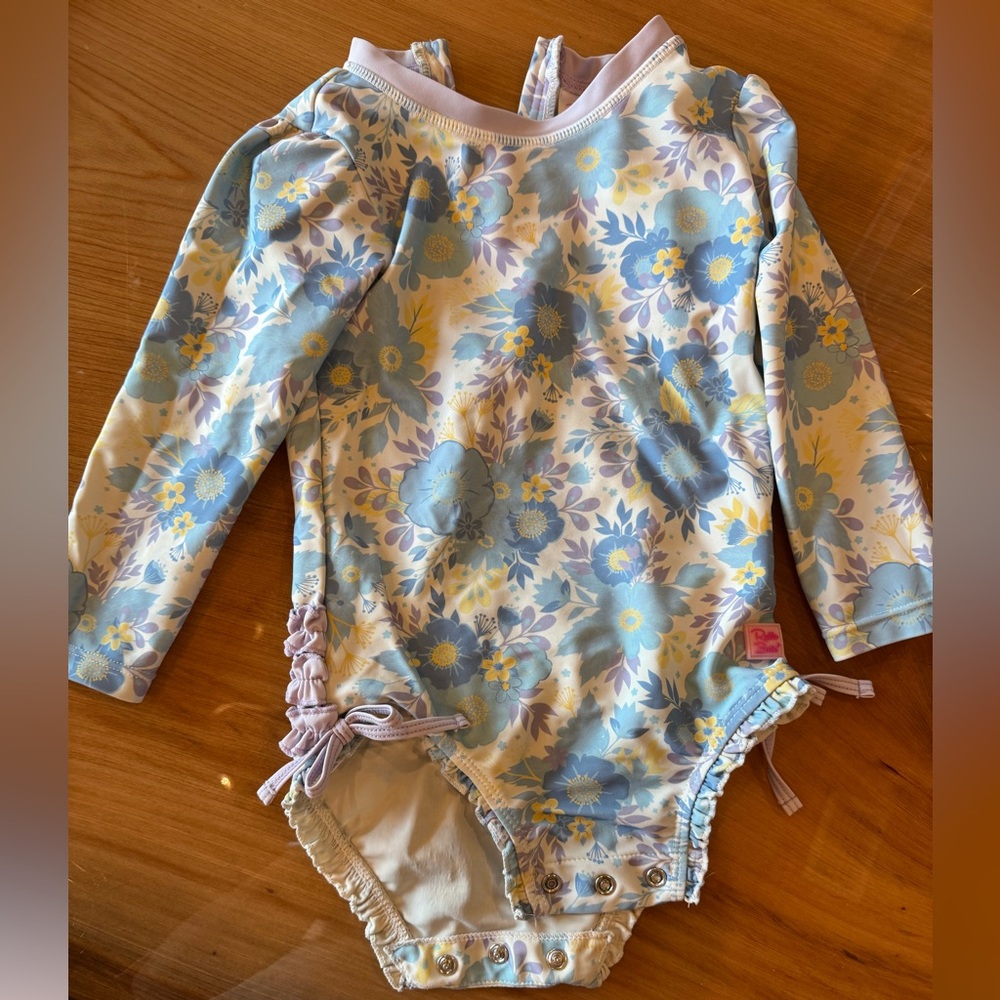 Ruffle Butts Pastel Floral ruffled Rashguard
